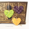 Ceramic Heart decorations set of three pottery hearts bright colours
