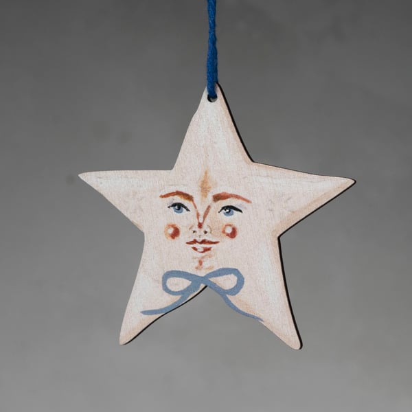 Star wooden hanging ornament- Clyde the star