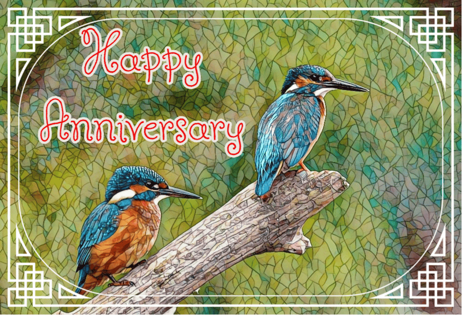 Happy Anniversary Kingfishers Card A5