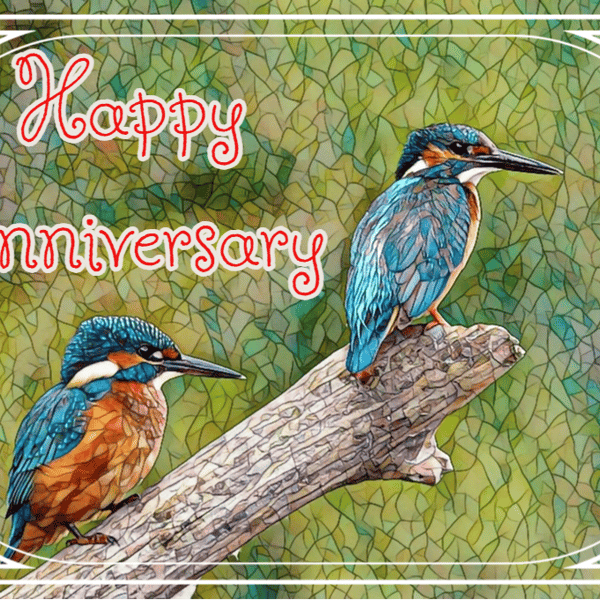 Happy Anniversary Kingfishers Card A5
