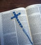 Cream and Blue Tatted Cross Bookmark - Image 3