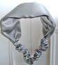 Silk Headband Light Grey Mulberry Silk Silver Hairband Elasticated - Image 6