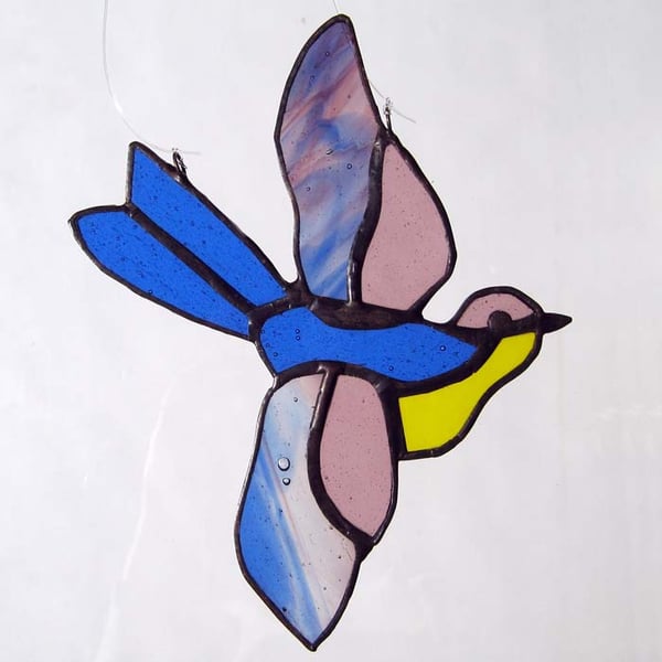 Little Bird Light Catcher - Blue, Rose-Purple and Yellow