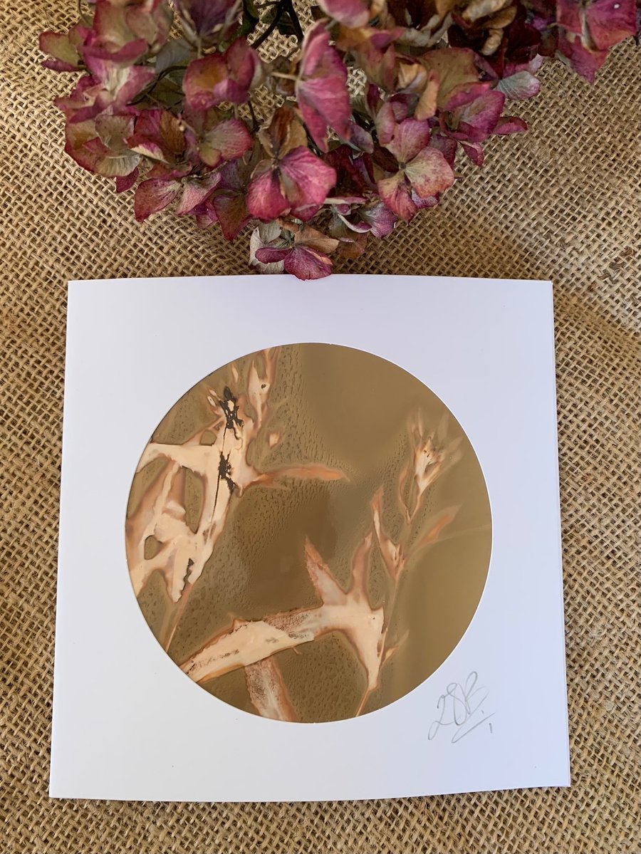 Handmade  Lumen Print Flower Blank Card