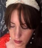 Ivory White Cultured Pearls, Ethiopian Opal & Zircon Beaded Bridal Tiara Crown  - Image 10