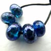 silver blue lampwork beads