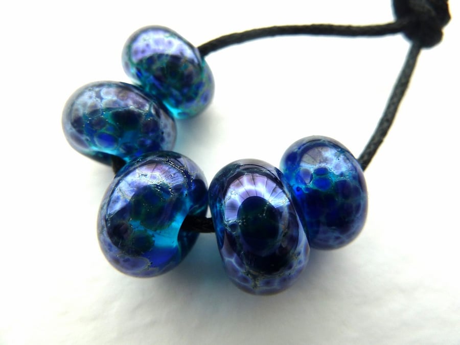 silver blue lampwork beads