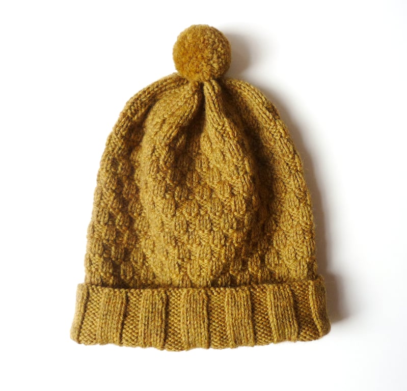 Unisex knitted hat - Peruvian wool beanie - Handmade in Scotland