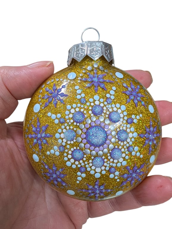 Hand painted dot painted Christmas Ornament