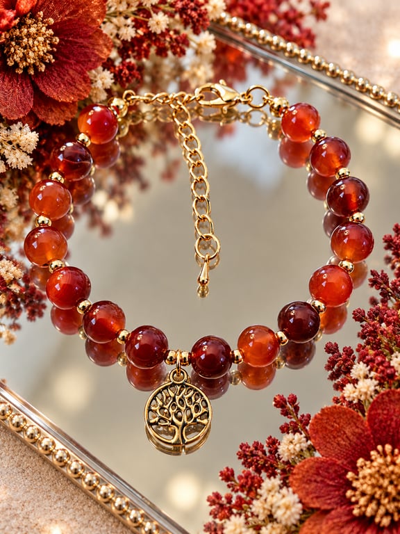 Carnelian Tree of Life Bracelet (Motivation & Confidence)