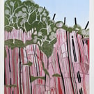 Ceannabienne - original lino print of stunning cliff face