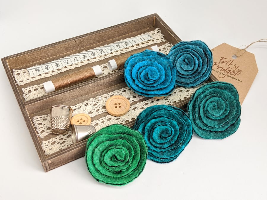 Art deco inspired rose brooch - the jade and turquoise selection