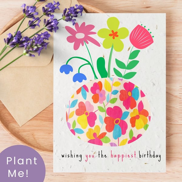 Plantable Wildflower Birthday Card, Eco Friendly Gift, Handmade in the UK