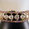 White Freshwater Pearl and Violet Crystal Bracelet