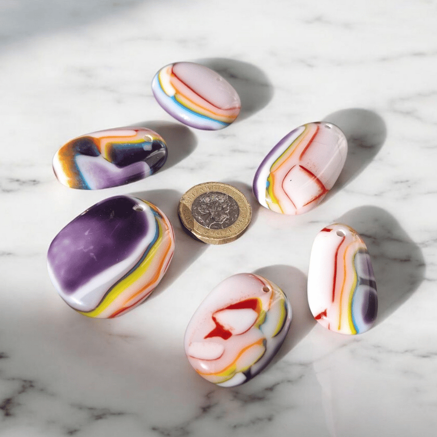 Bulk Drilled Fused Glass Cabochons Handmade Pendant Blanks for Jewellery 