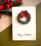 Mini Christmas wreath greeting card tartan bow pine ring holiday wishes  - Image 7