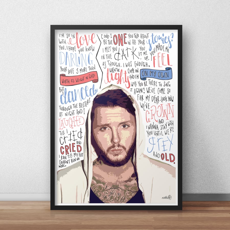 James Arthur INSPIRED Poster, Print with Quotes, Lyrics