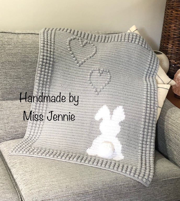 Baby Blanket, Bunny blanket, Crochet baby blanket, Stroller blanket.