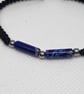 Men's Lapis Lazuli Bracelet Adjustable Black Nylon Cord Stainless Steel - Image 4