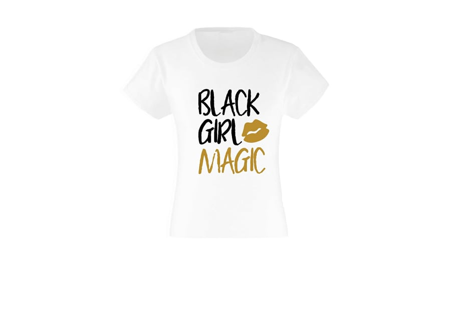 Black Girl Magic with Lips T shirt - Custom Printed T shirt