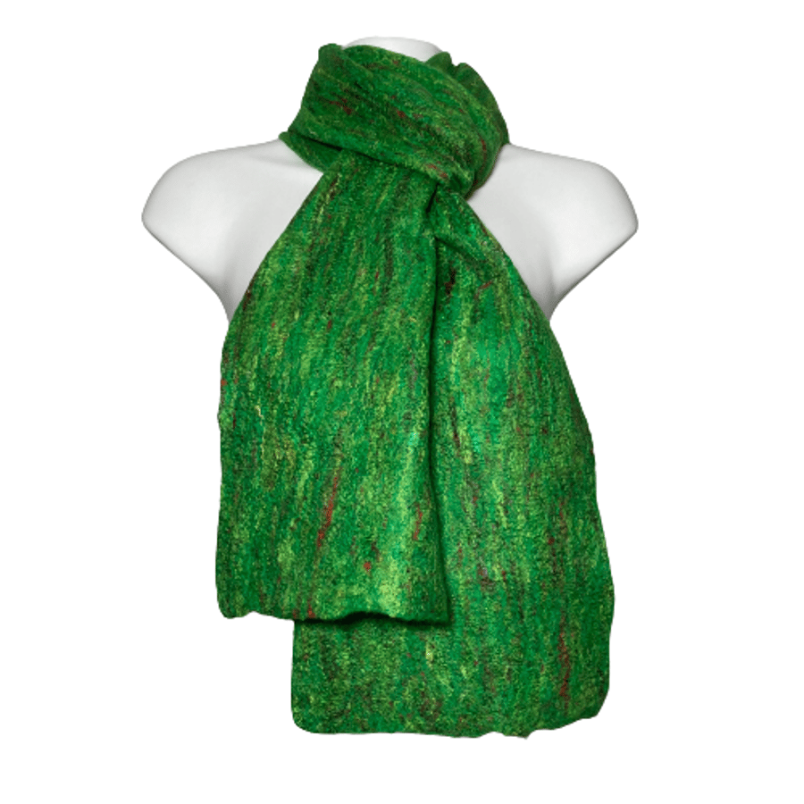 Merino wool and silk scarf in bright emerald green