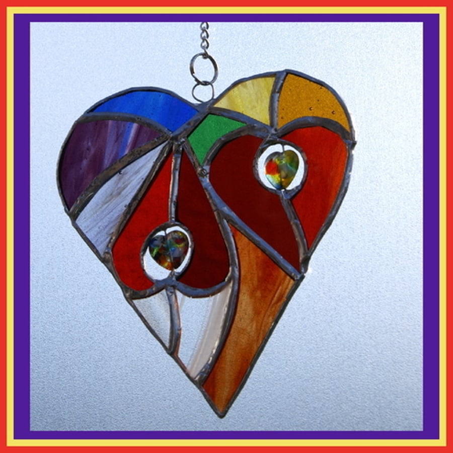 Heart of Hearts - Rainbow Stained Glass Suncatcher