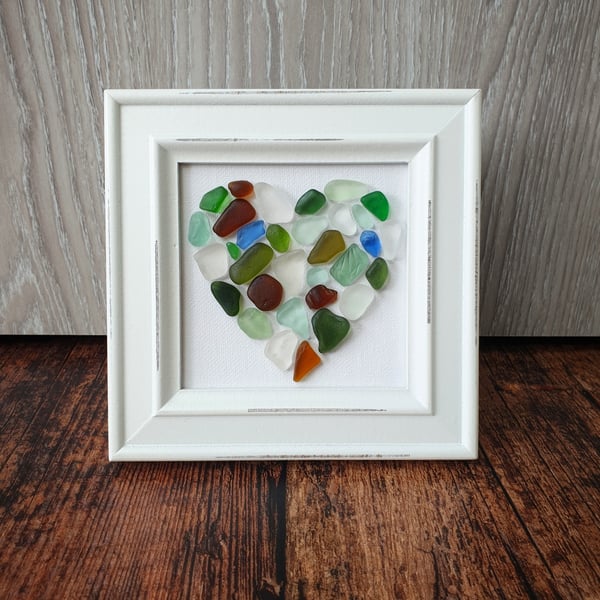 Colourful seaglass mosaic heart
