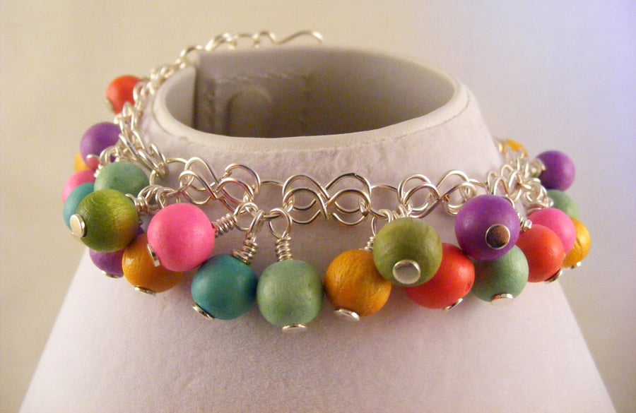 Pastel Wooden Charm Bracelet