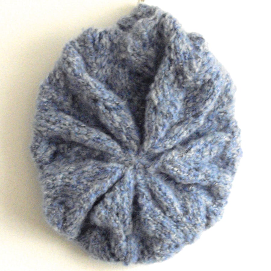 Pretty Pale Blue Hand Knitted Beret