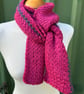 Handmade Fuchsia Pink Scarf with Purple Detail - Image 1