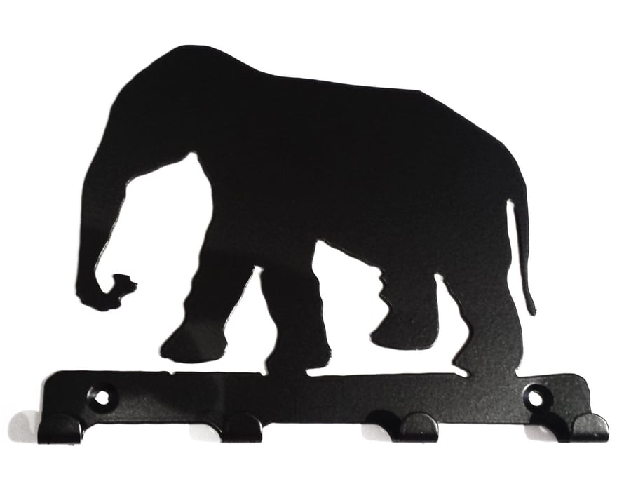 Elephant Silhouette Key Hook Rack - metal wall art
