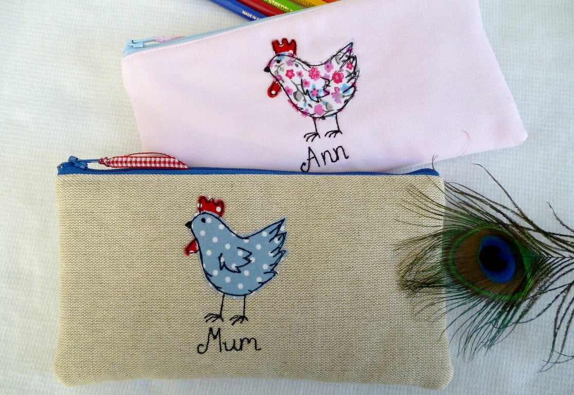 Personalised Hen Pencil Case - Custom Chicken Pen Pouch - Unique Gift