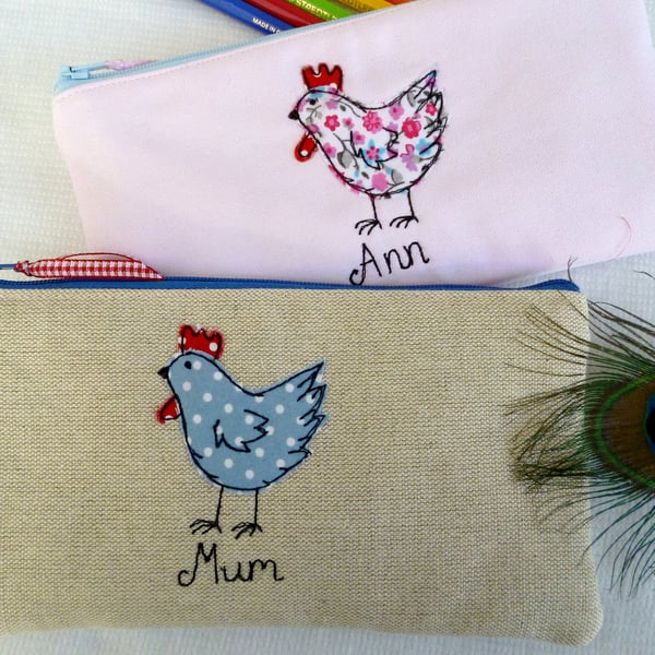 Personalised Hen Pencil Case - Custom Chicken Pen Pouch - Unique Gift