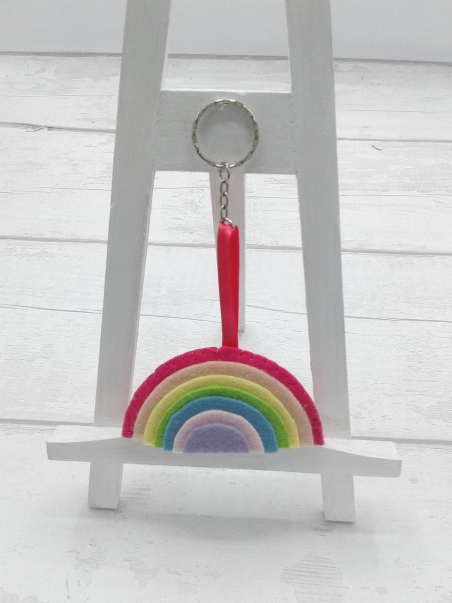 Rainbow of hope. Felt rainbow key ring. Letterbox gift. Gift for all.