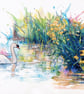 Swan & Flowers Norfolk Greeting Card A5