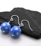 blue polka dot glass earrings