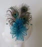 Dark Turquoise Teal Peacock Feather Comb Bridgerton Regency Style  - Image 7