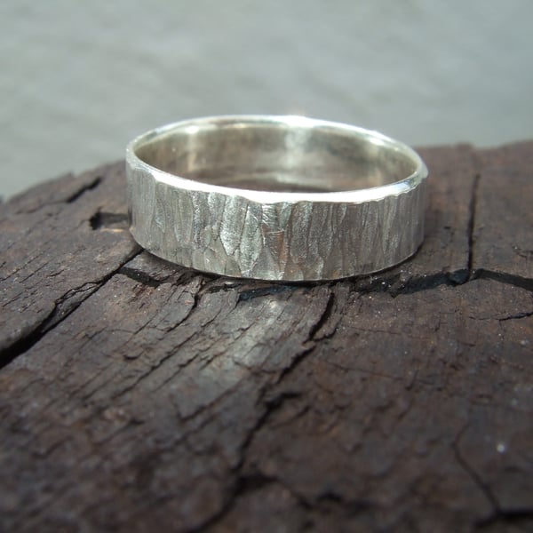 Sterling Silver Tree Bark Ring