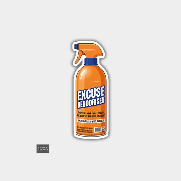 Funny Snarky Spray Bottle Sticker For Adults - Excuse Deo