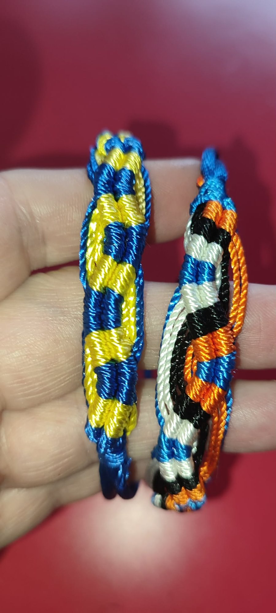  2 Hand-made colourful friendship bracelets with tie closure  