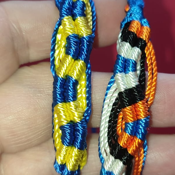  2 Hand-made colourful friendship bracelets with tie closure  
