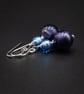 Murano sapphire blue purple sterling silver Venetian glass double drop earrings