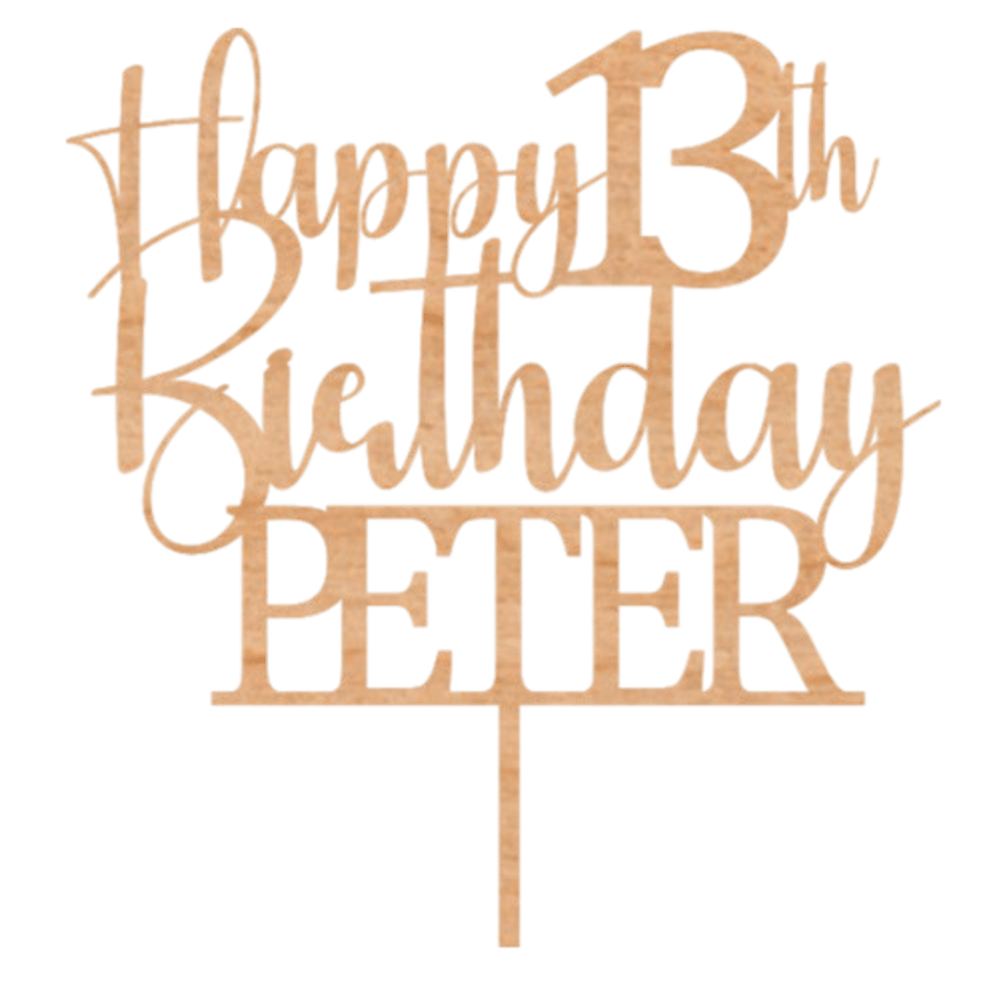 Happy Birthday Cake Topper, Custom Name and Age Cake Topper, 13th Cake Topper