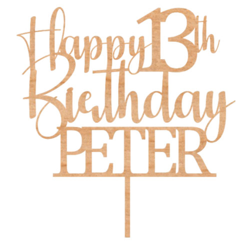 Happy Birthday Cake Topper, Custom Name and Age Cake Topper, 13th Cake Topper