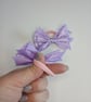 Set of 2 Purple Ribbon Bows on Hair Elastic – Layered Polka Dot Hair band - Image 4