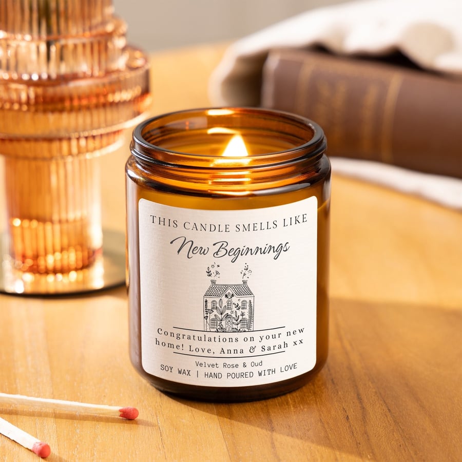 New Home Candle, Smells Like New Beginnings First Home Candle Gift, Housewarming