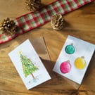 Christmas Cards - Tree and Baubles - Blank