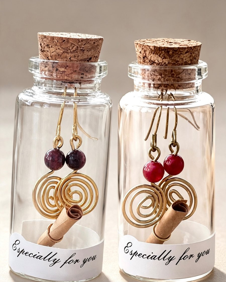 Gemstone Swirl Earrings in a Bottle