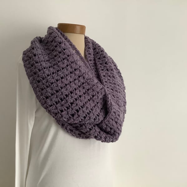 INFINITY SCARF , neckwarmer , cowl  .'Stroll ' Soft Alpaca blend. Purple .