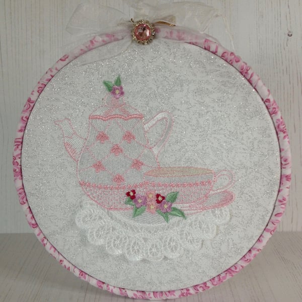 Afternoon Tea Embroidered Hoop PB10